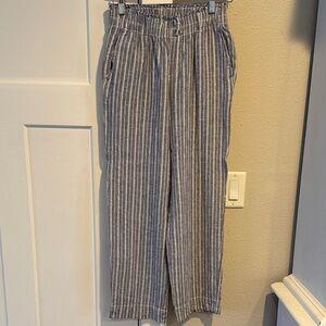 Striped blue and white linen Pants